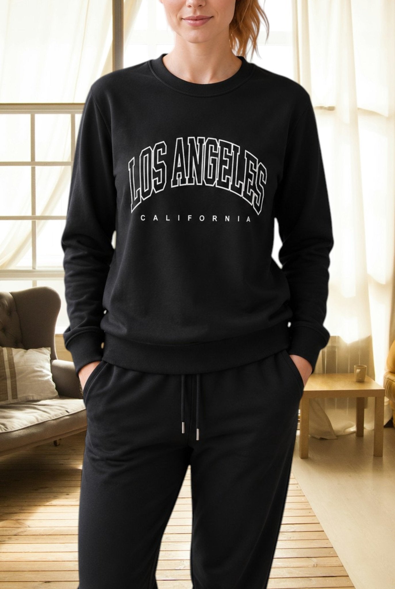 Ladies Los Angeles Printed Top - Black - StylePhase SA