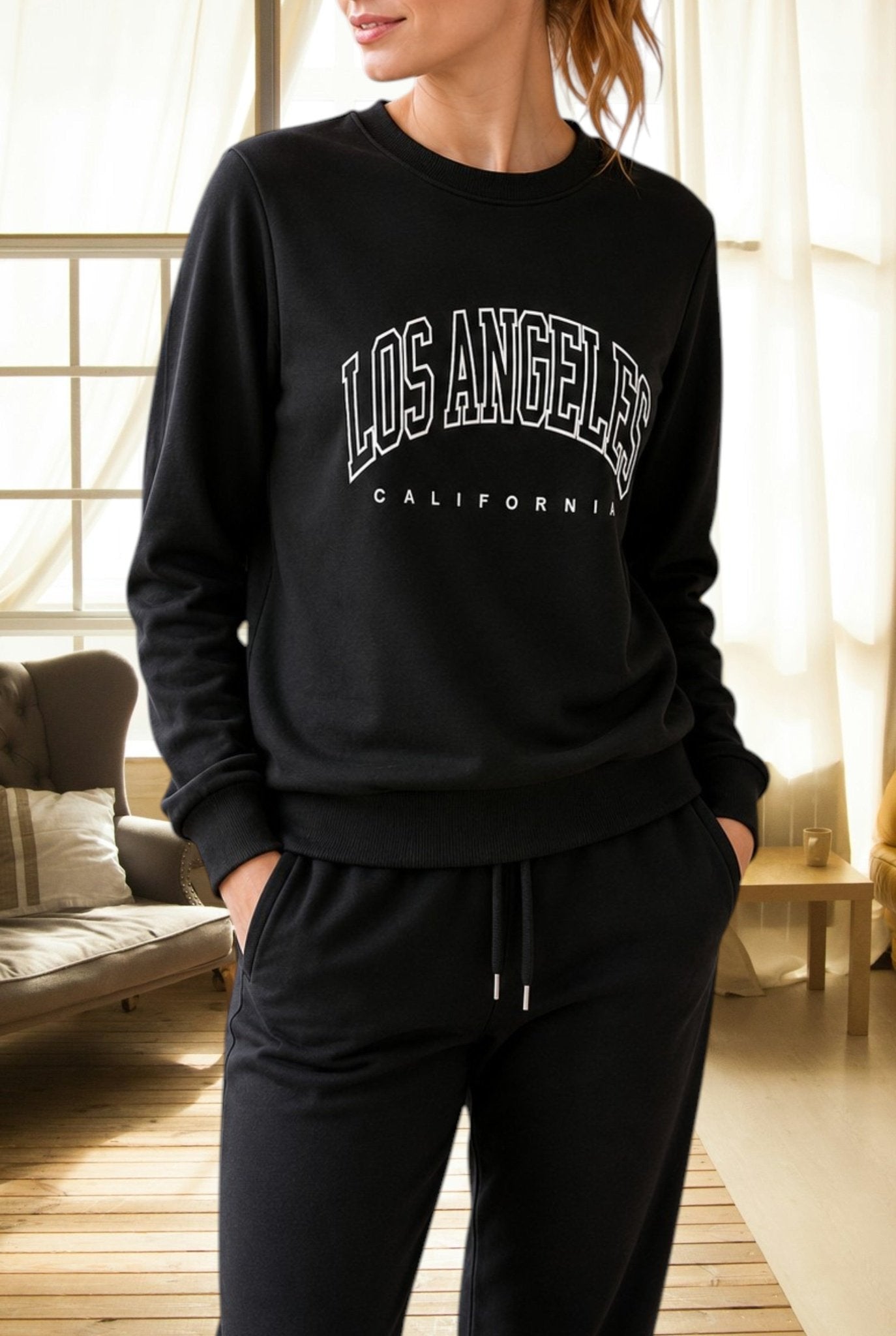Ladies Los Angeles Printed Top - Black - StylePhase SA