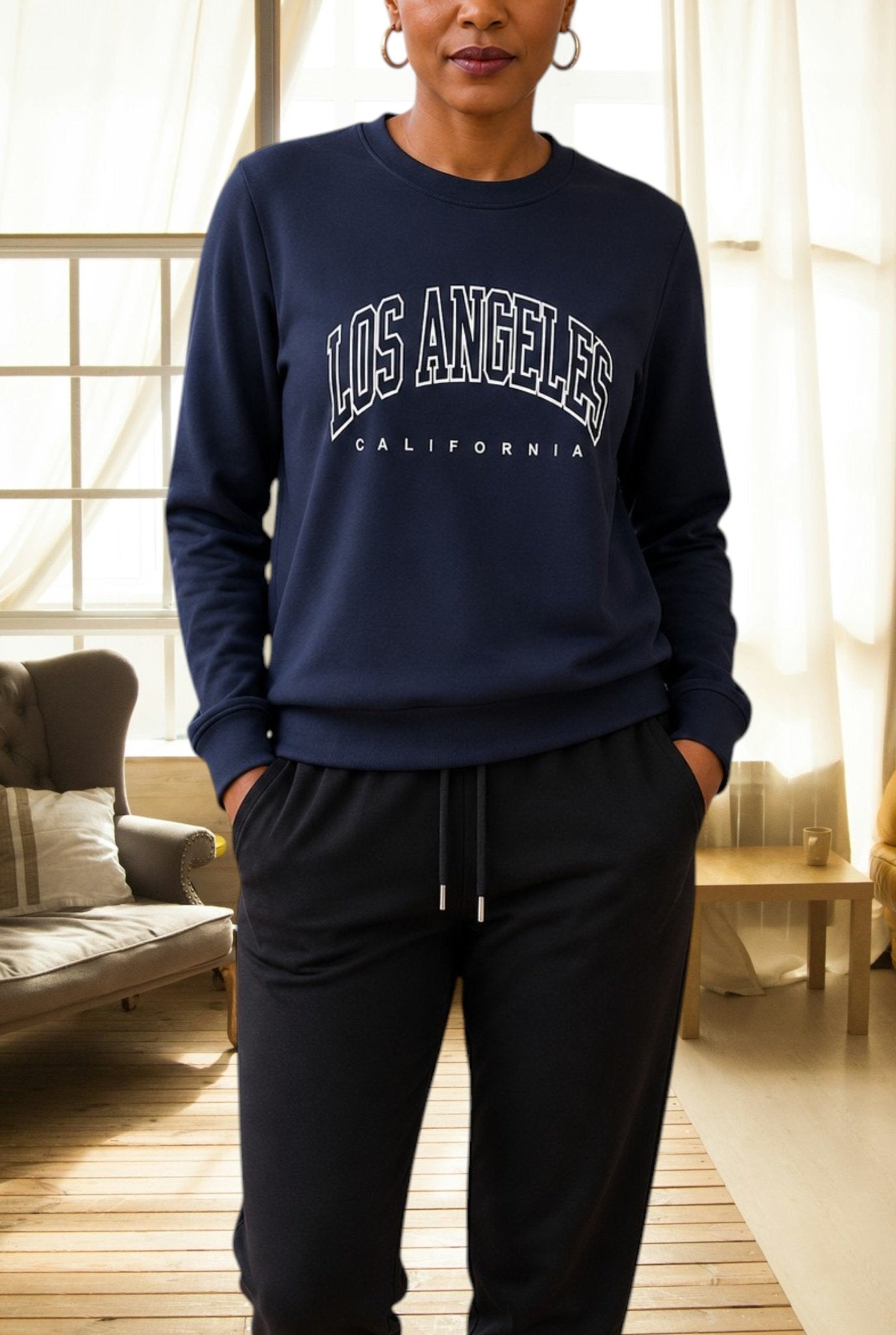 Ladies Los Angeles Printed Top - Navy - StylePhase SA