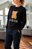 Ladies Lover Bear Fleece Top - Black - StylePhase SA