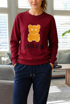 Ladies Lover Bear Fleece Top - Maroon - StylePhase SA