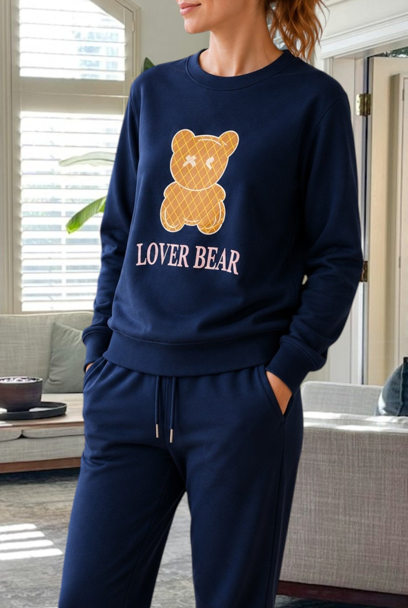 Ladies Lover Bear Fleece Top - Navy - StylePhase SA