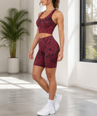 Ladies Maroon And Black Tie Dye Active Wear Set - StylePhase SA