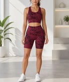 Ladies Maroon And Black Tie Dye Active Wear Set - StylePhase SA