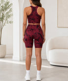 Ladies Maroon And Black Tie Dye Active Wear Set - StylePhase SA