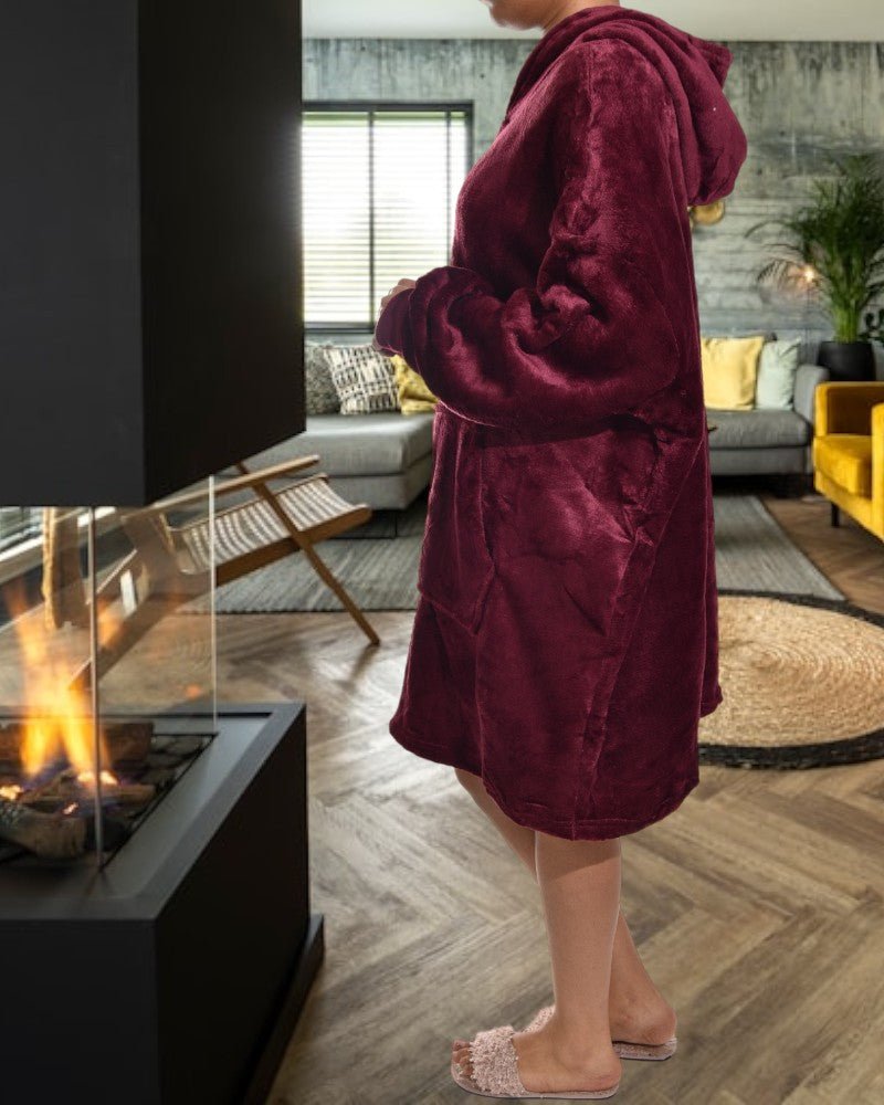 Ladies Maroon Blanket Hoodie Dress - StylePhase SA