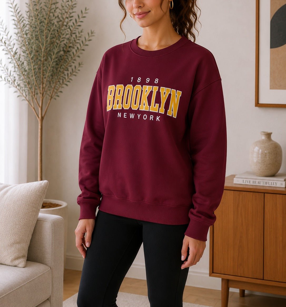 Ladies Maroon Brooklyn Fleece Sweater - StylePhase SA