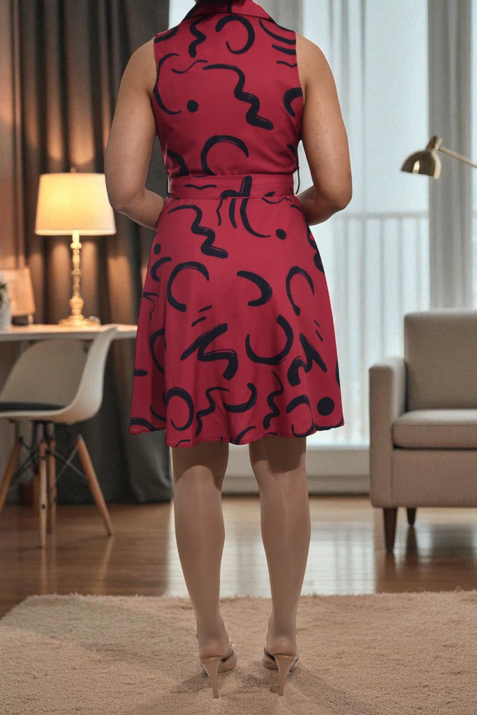 Ladies Maroon Button Front Mini Dress - StylePhase SA