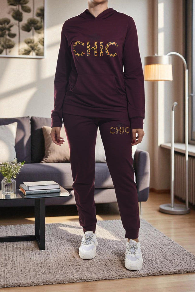 Ladies Maroon Chic Tracksuit Set - StylePhase SA