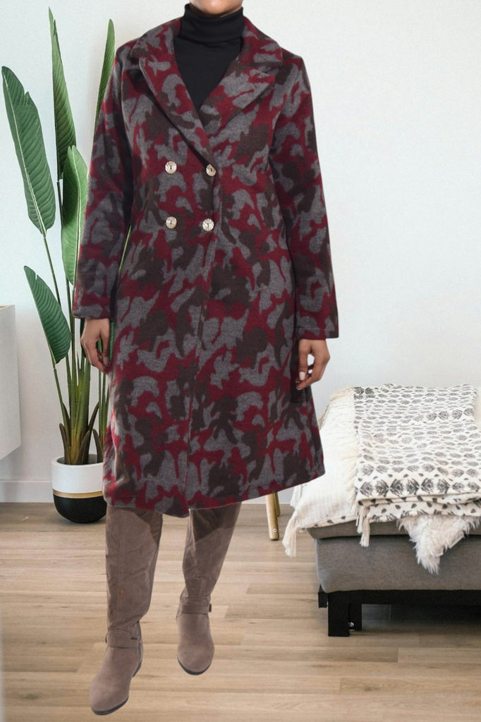 Ladies Maroon Double Breast Coat - StylePhase SA