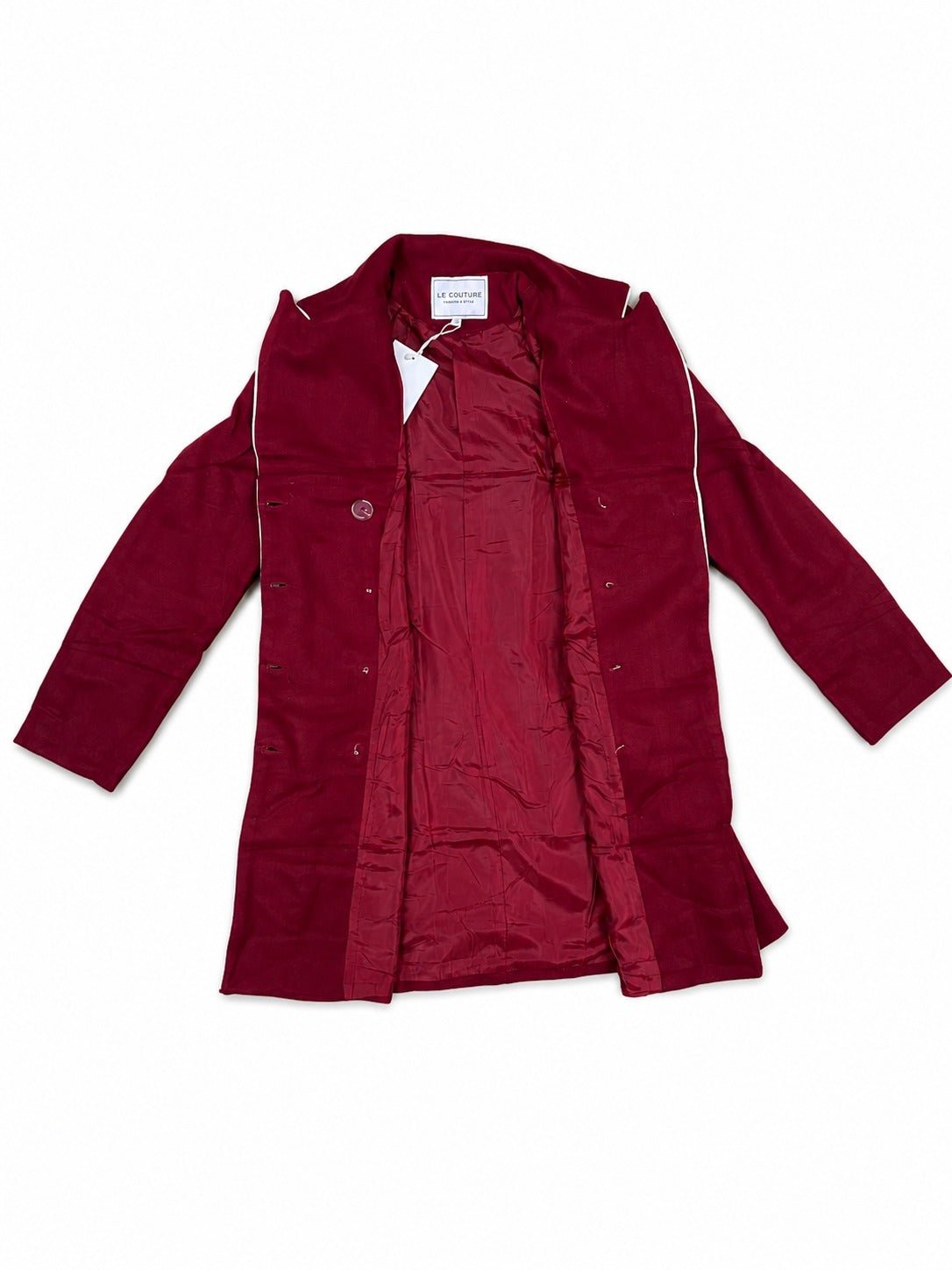 Ladies Maroon Double-Breasted Tailored Longline Coat - StylePhase SA