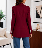 Ladies Maroon Double-Breasted Tailored Longline Coat - StylePhase SA
