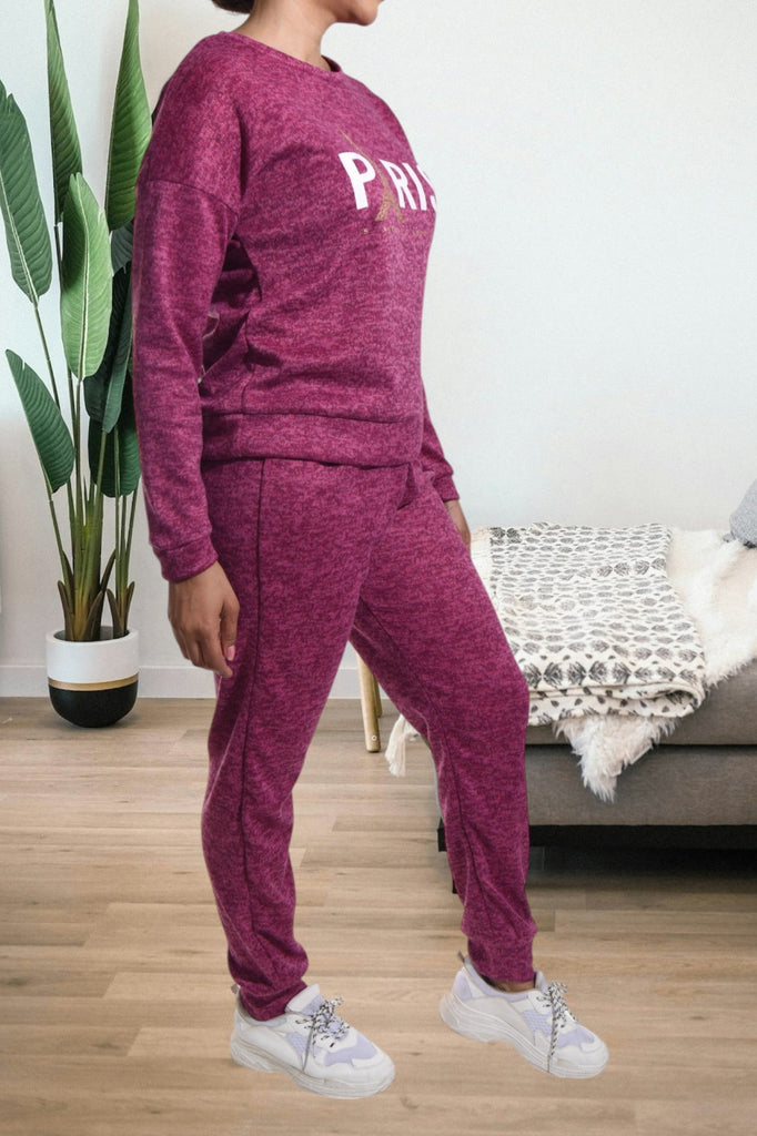 Ladies Maroon Faith Printed Two Piece Set - StylePhase SA