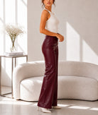Ladies Maroon Faux Leather Pants- New Feeling - StylePhase SA