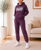 Ladies Maroon Fleece Hoody Tracksuit Set - California - StylePhase SA