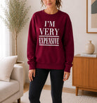 Ladies Maroon Fleece Sweater - I'm Very Expensive - StylePhase SA