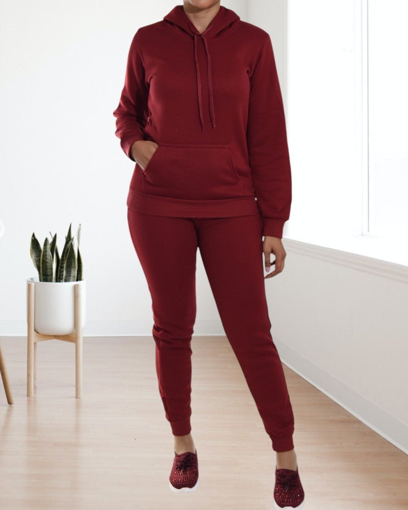 Ladies Maroon Fleece Tracksuit - StylePhase SA