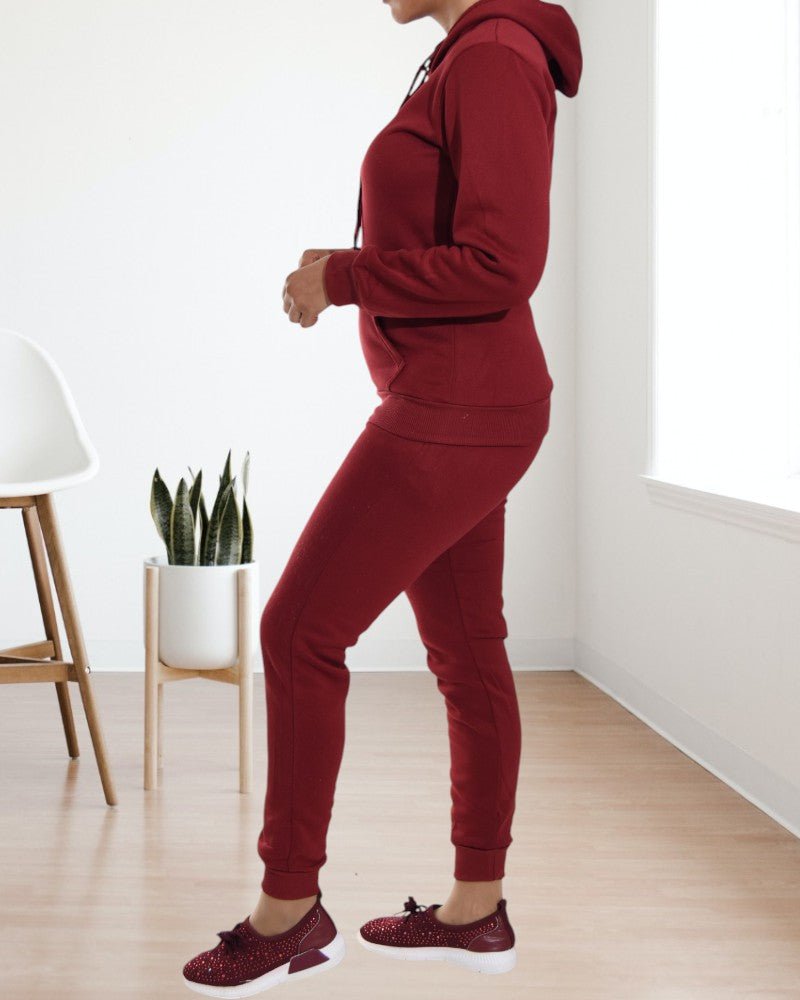 Ladies Maroon Fleece Tracksuit - StylePhase SA