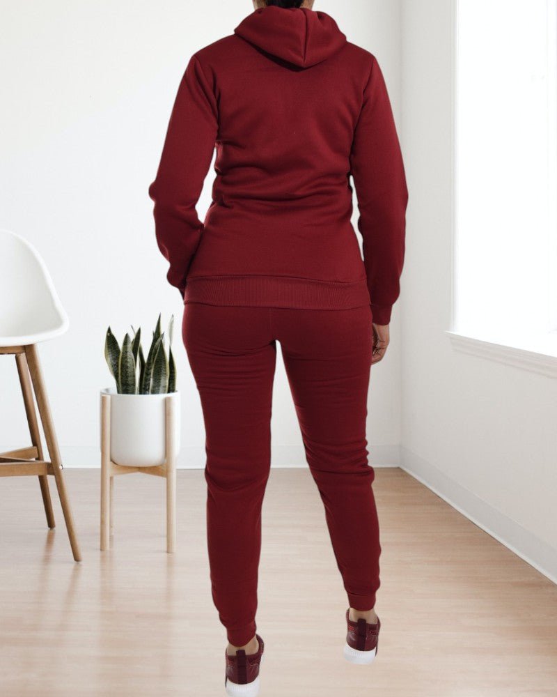 Ladies Maroon Fleece Tracksuit - StylePhase SA