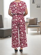 Ladies Maroon Floral Wide Leg Jumpsuit - StylePhase SA