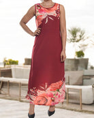 Ladies Maroon Flower Bodycon Dress - StylePhase SA