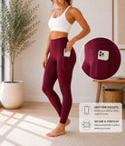 Ladies Maroon High-Waist Side Pocket Activewear Leggings - StylePhase SA
