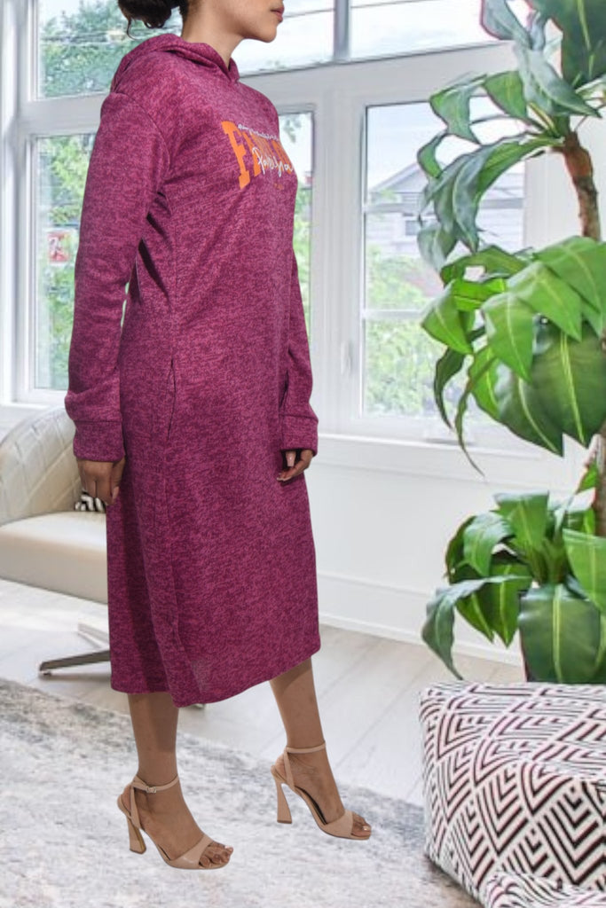 Ladies Maroon Hoody Knit Dress - Fabulous - StylePhase SA