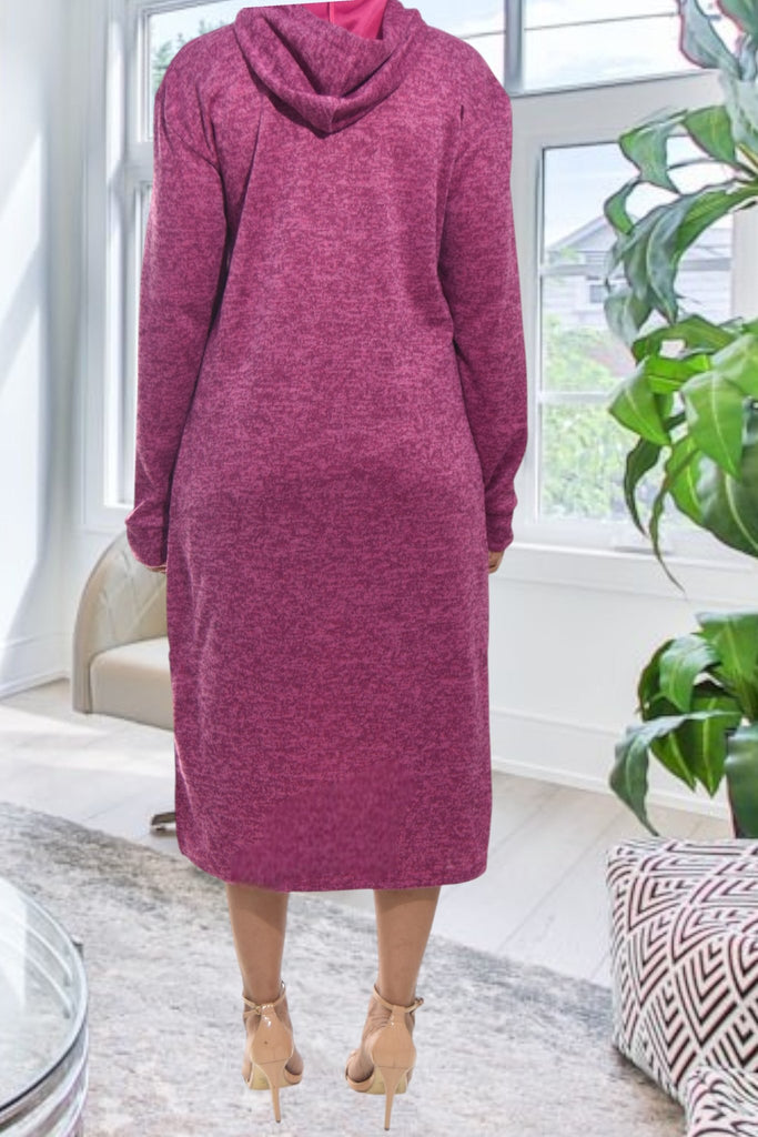 Ladies Maroon Hoody Knit Dress - New York - StylePhase SA
