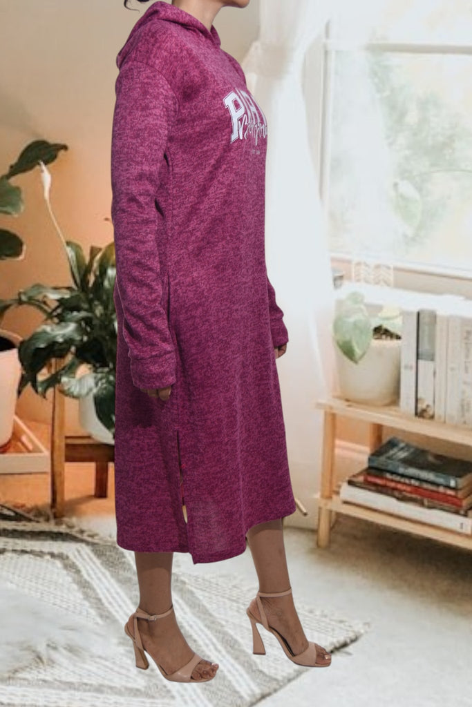 Ladies Maroon Hoody Knit Dress - Paris - StylePhase SA