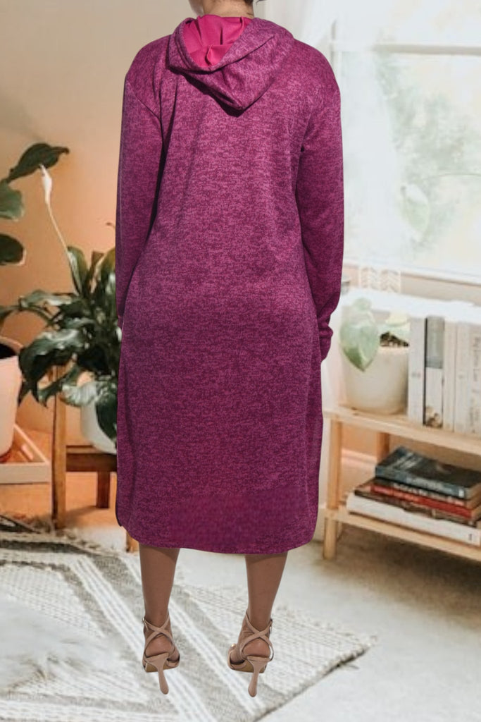 Ladies Maroon Hoody Knit Dress - Paris - StylePhase SA