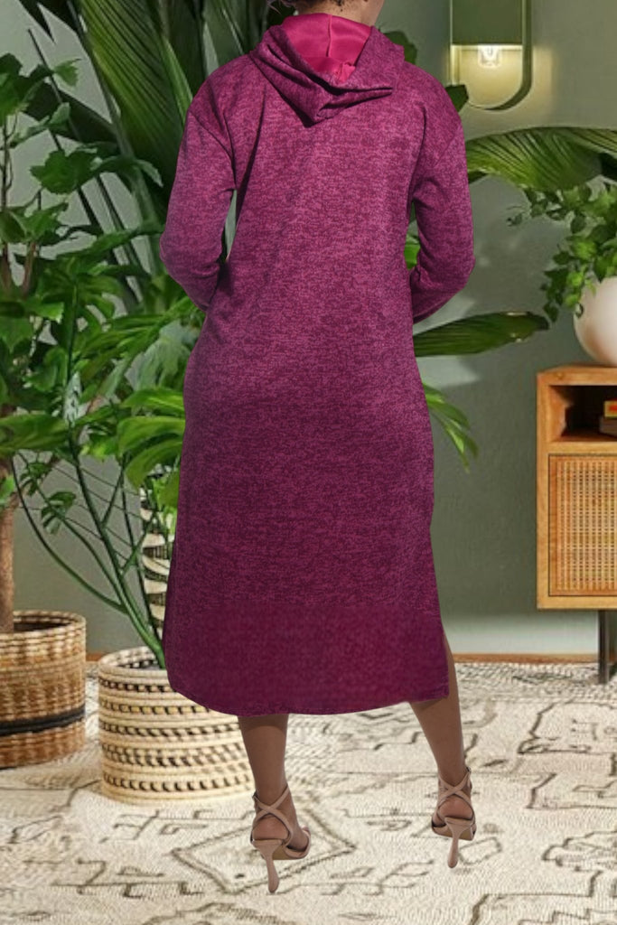 Ladies Maroon Hoody Knit Dress - Positive Vibes - StylePhase SA