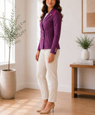 Ladies Maroon Lined Slim Fit Blazer - StylePhase SA