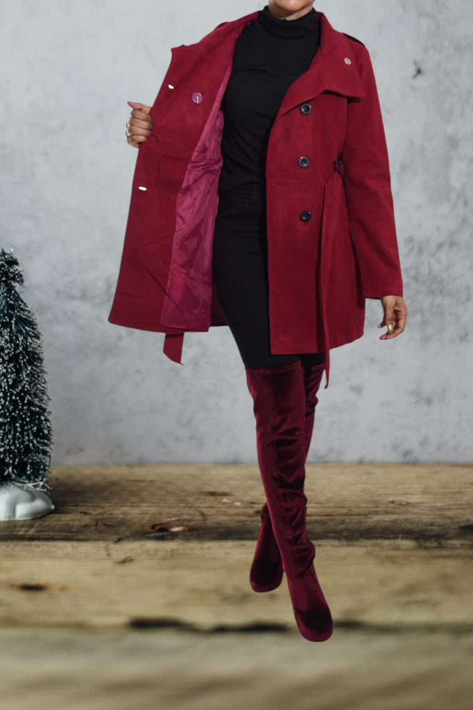 Ladies Maroon Melton Coat - StylePhase SA