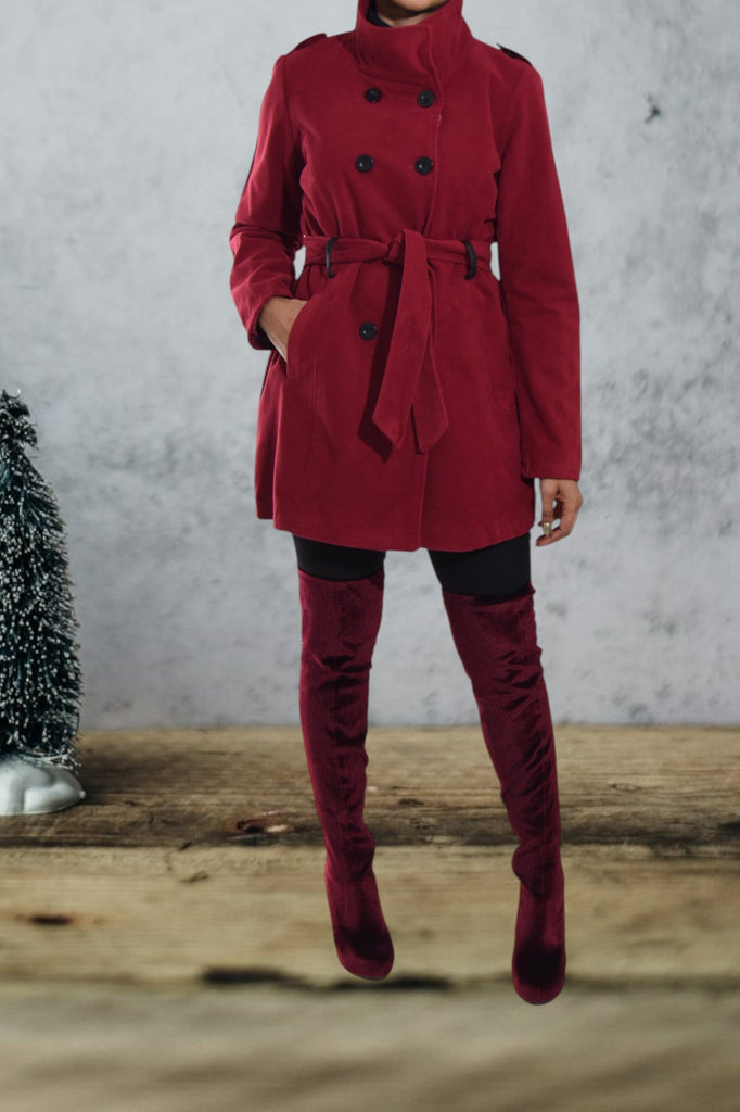 Ladies Maroon Melton Coat - StylePhase SA