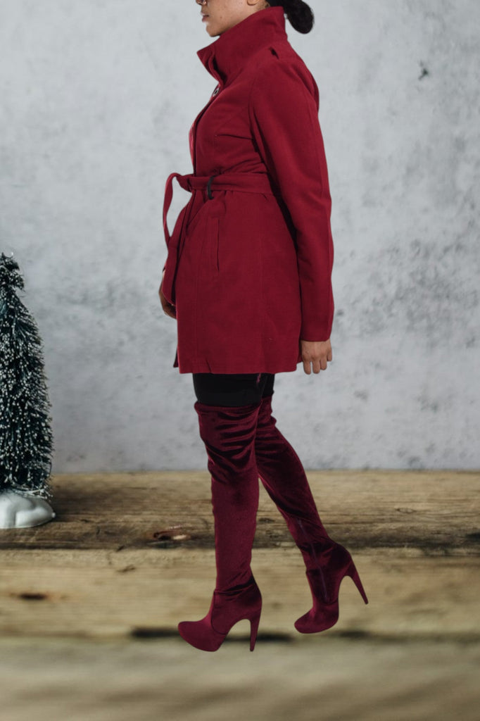 Ladies Maroon Melton Coat - StylePhase SA