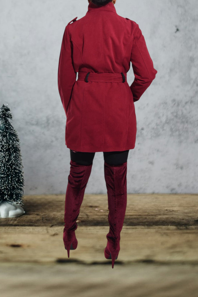 Ladies Maroon Melton Coat - StylePhase SA