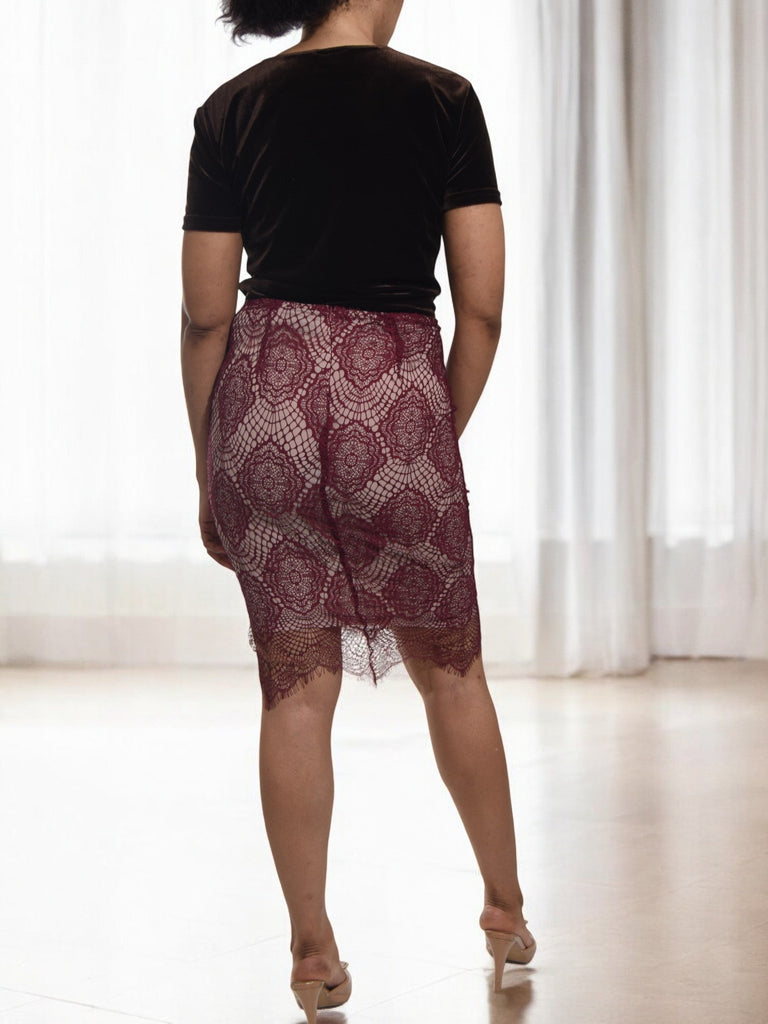Ladies Maroon Net Skirt - StylePhase SA