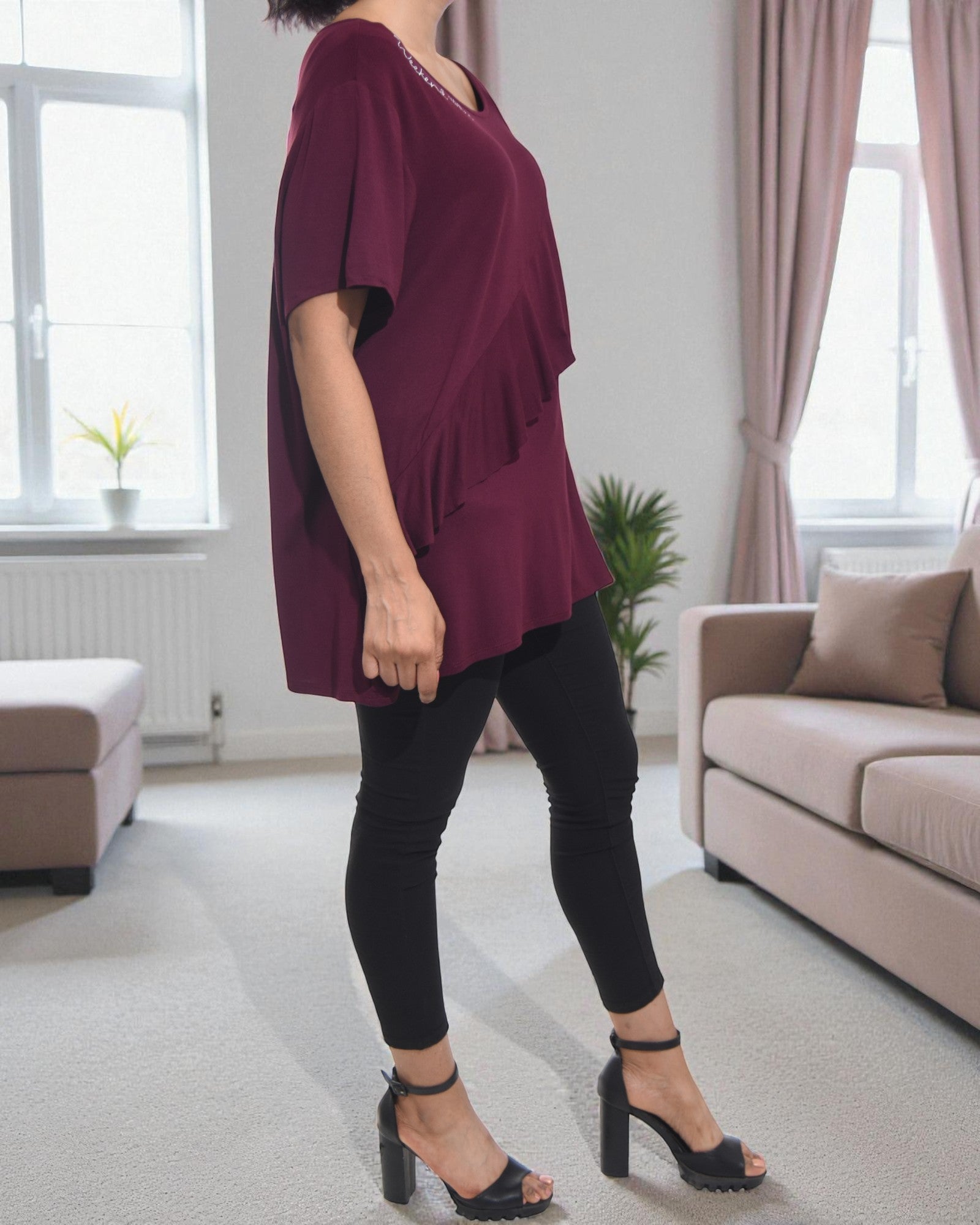 Ladies Maroon Pattern Blouse - StylePhase SA