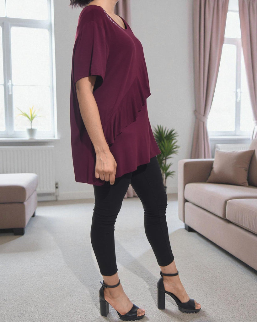 Ladies Maroon Pattern Blouse - StylePhase SA