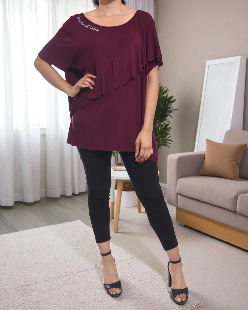 Ladies Maroon Pattern Blouse - StylePhase SA