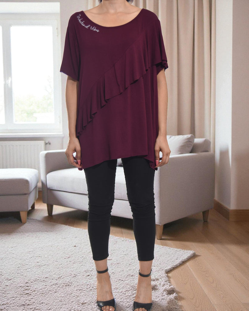 Ladies Maroon Pattern Blouse - StylePhase SA