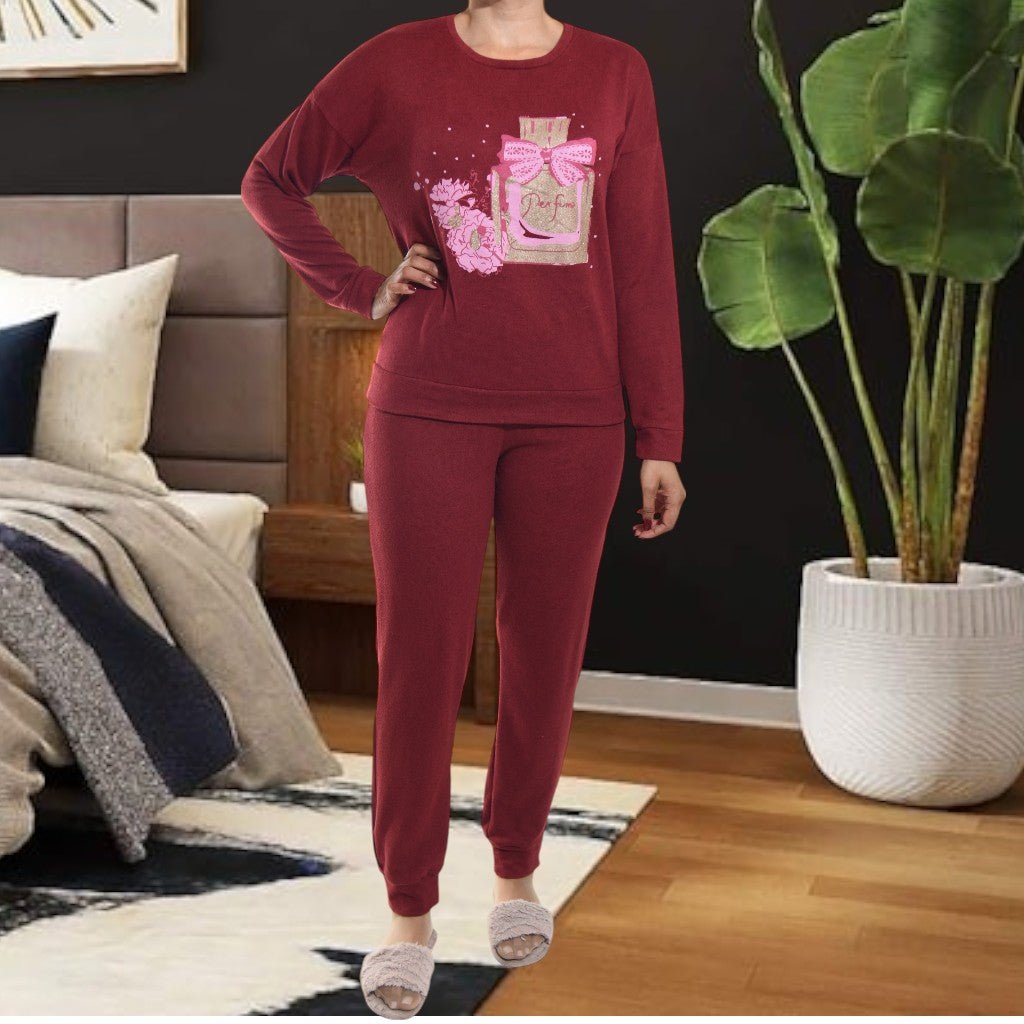 Ladies Maroon Perfume Pj Set - StylePhase SA