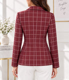 Ladies Maroon Plaid Blazer - StylePhase SA