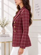 Ladies Maroon Plaid Blazer - StylePhase SA