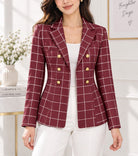 Ladies Maroon Plaid Blazer - StylePhase SA