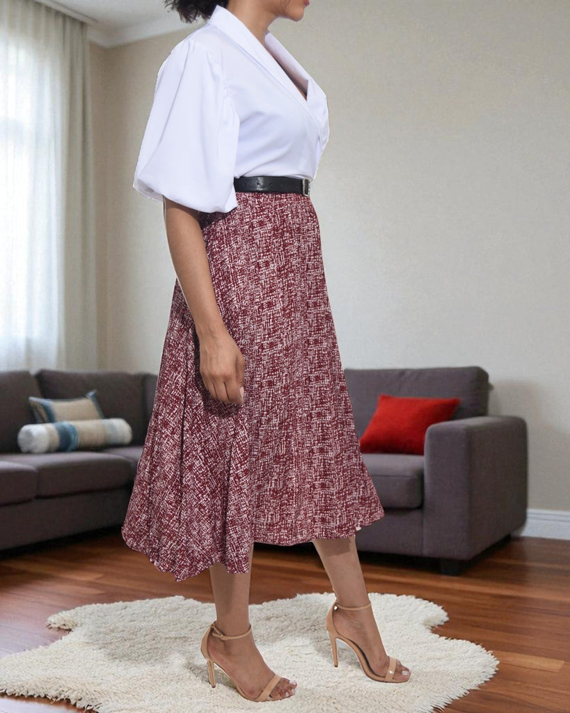 Ladies Maroon Pleated Skirt - StylePhase SA