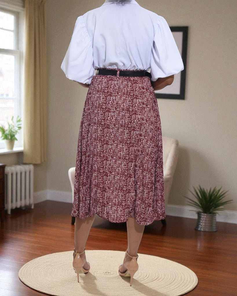 Ladies Maroon Pleated Skirt - StylePhase SA
