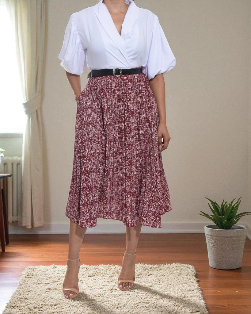 Ladies Maroon Pleated Skirt - StylePhase SA