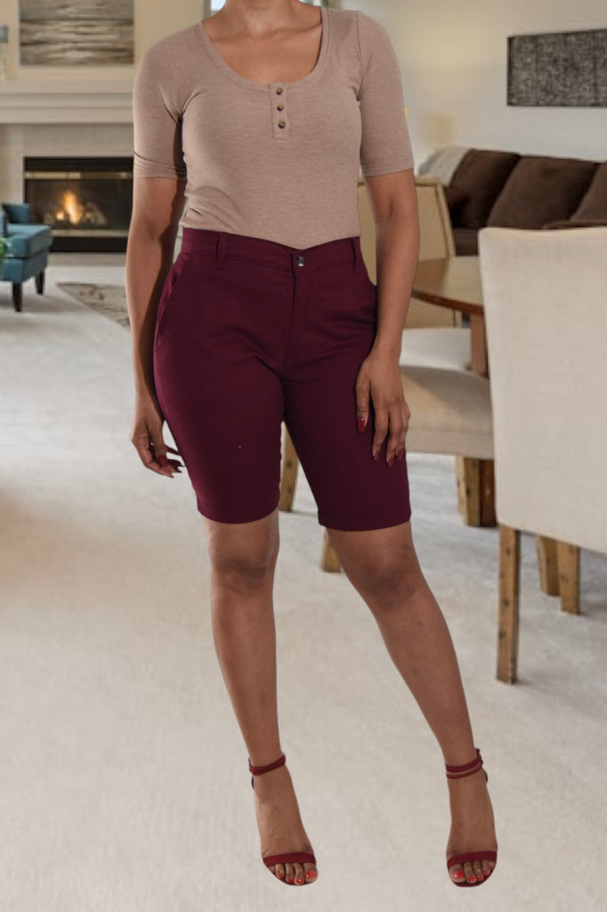 Ladies Maroon Pocket Shorts - StylePhase SA