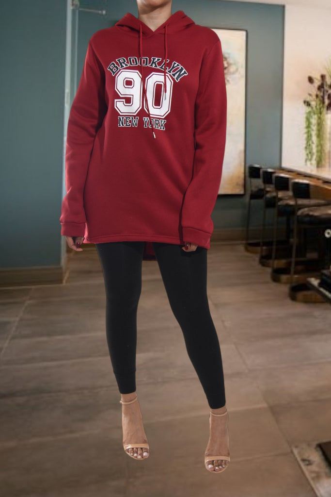 Ladies Maroon Printed Hoody Dress - StylePhase SA